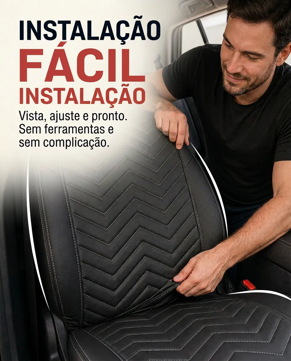 Instalação fácil da capa no banco dianteiro