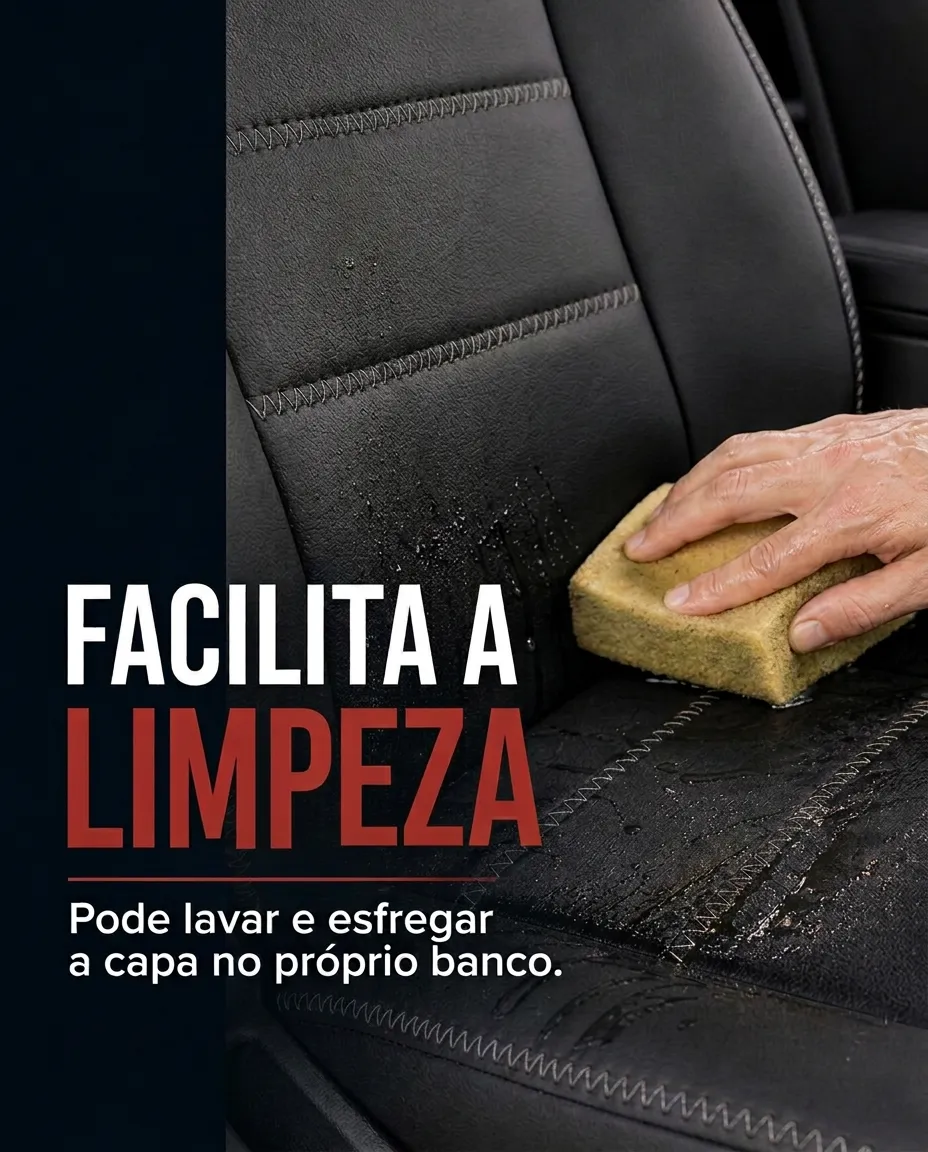 Capa automotiva sendo limpa com uma esponja